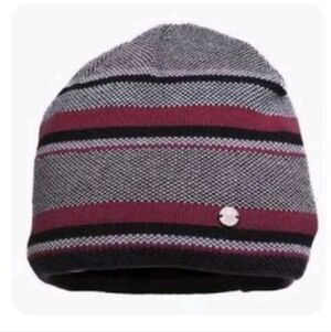 Screamer Acrylic Knit Jarrett Beanie Hat Winter Ski Gray Striped Adult One Size